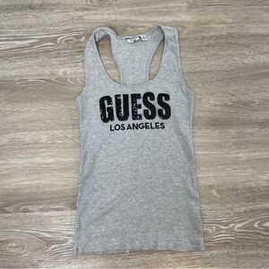 GUESS Gray Tank Top Sequences embroidery Cami Tshirt Slim Fit M